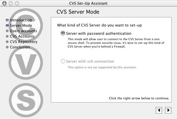CVS Set-Up Assistant 1.0 beta : Main window