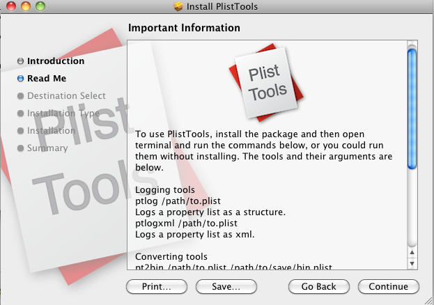PlistTools 0.1 : Install Window