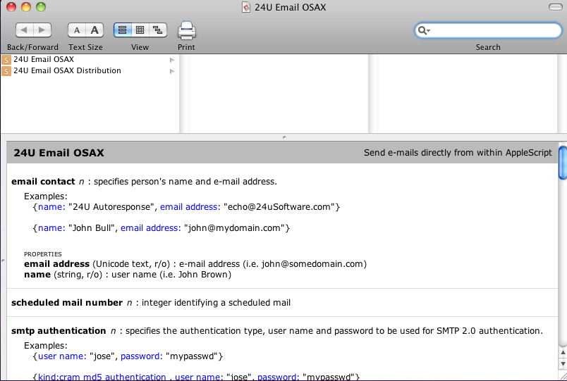 24U Email OSAX 5.0 : Main Window