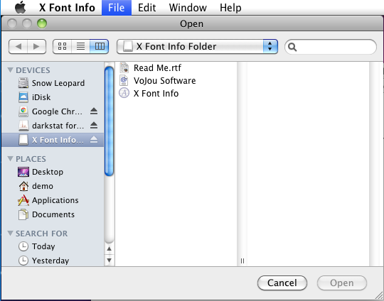 X Font Info 1.1 beta : Main Window
