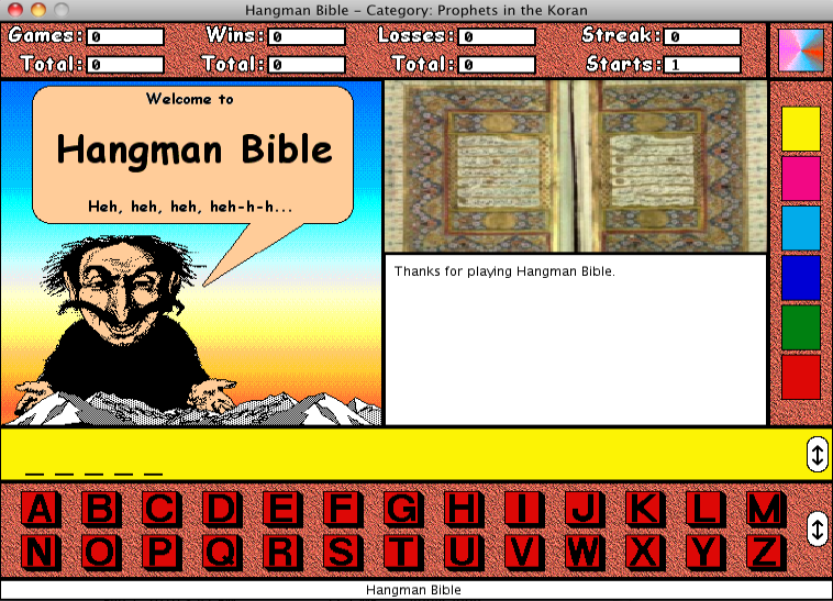 Hangman Bible 1.0 : Main Window