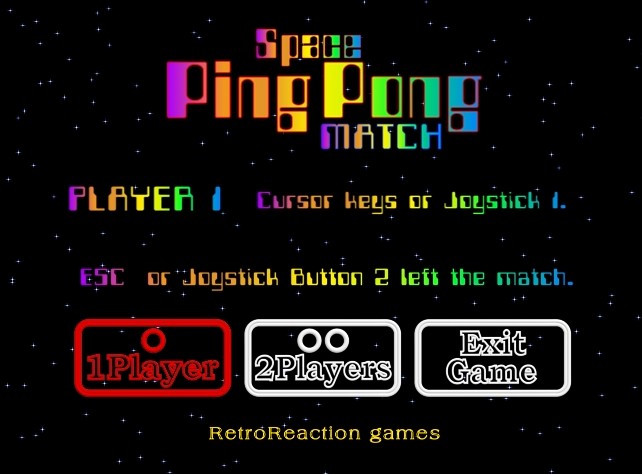 Space Ping Pong Match 1.0 : Main window