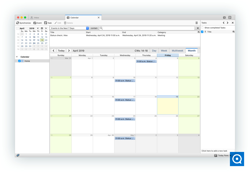 Mozilla Lightning 4.0 : Lightning Calendar screenshot