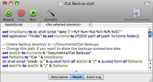 iCal Backup 1.0 : Main interface
