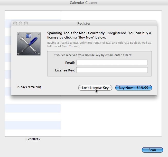 Spanning Tools for Mac 1.6 : Main Window