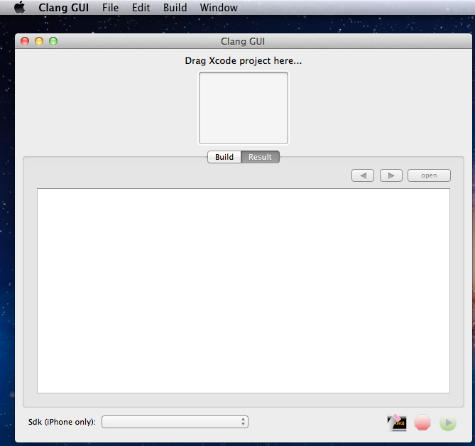Clang GUI 1.1 : Main window