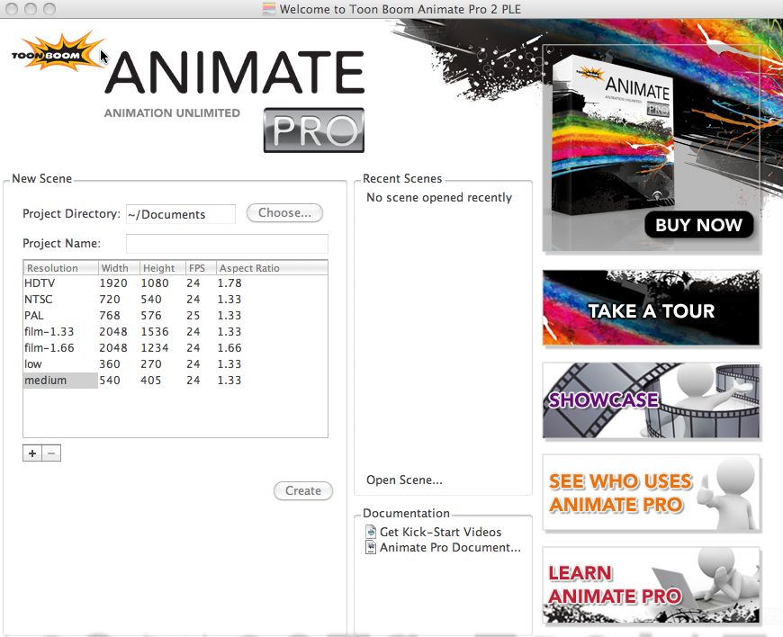 Toon Boom Animate Pro 2 PLE 2.0 : Main window