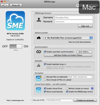 SMEStorage Multi-Cloud 0.9 : Main window