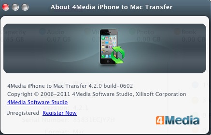 4Media iPhone to Mac Transfer 1.0 : About window