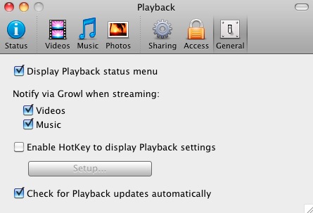 Playback : General settings