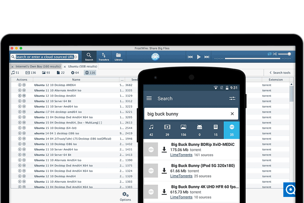 FrostWire for Mac 6.1 : In-App Search for FrostWire for Desktop and Android