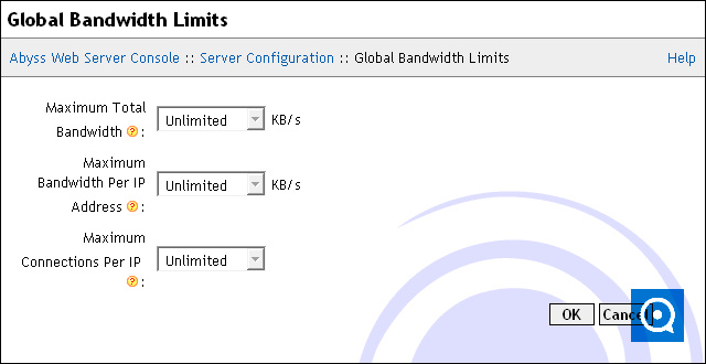 Abyss Web Server X1 2.1 : Global Bandwidth Throttling