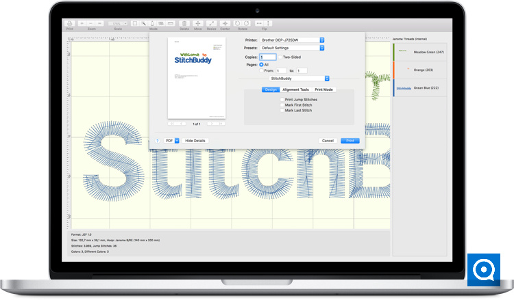 StitchBuddy-MD 2.3 : StitchBuddy on MacBook Pro