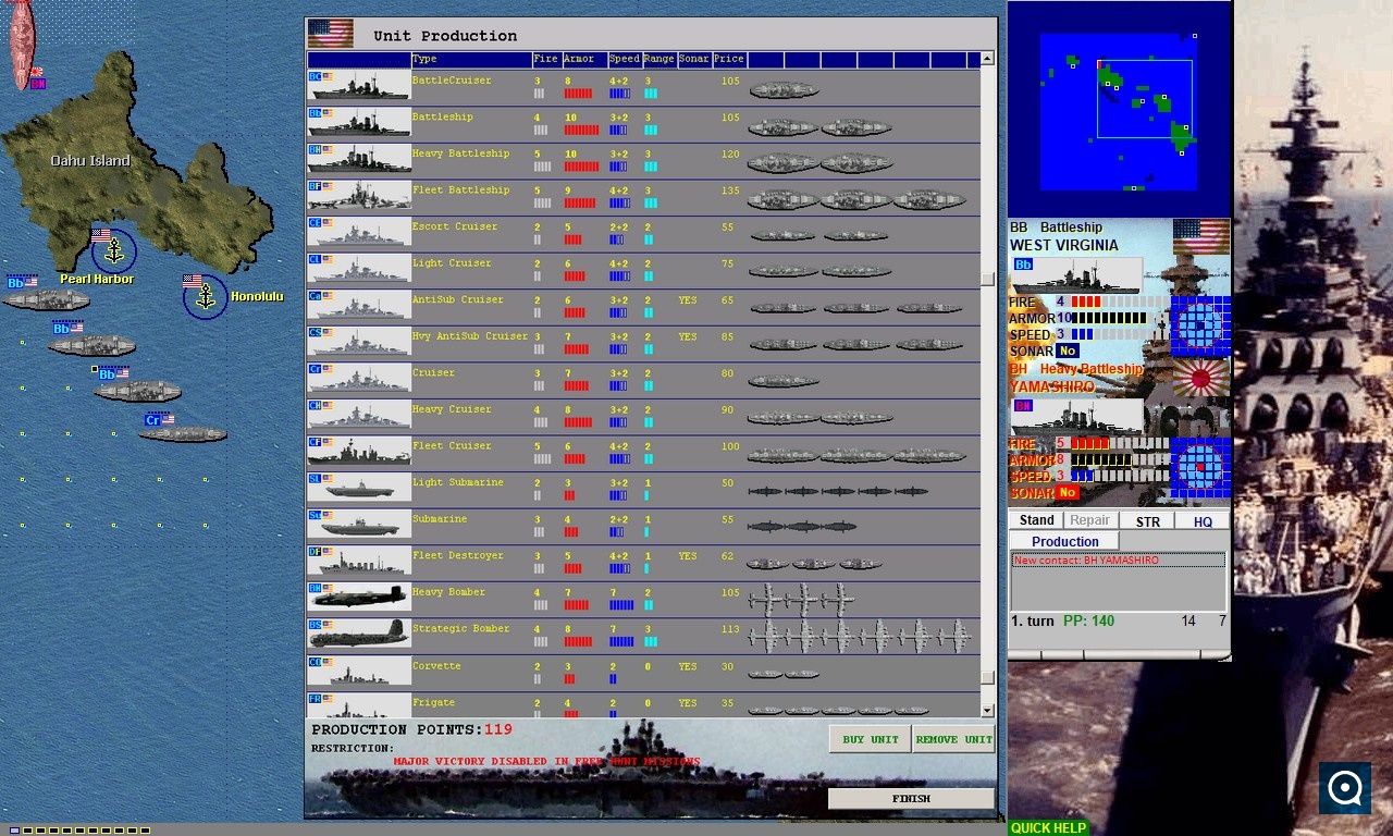 Battleship Game World War 2 1.5 : Ship production Pacific War