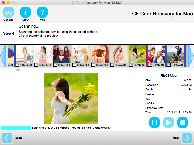 CF Card Recovery 5.1 : Main Window