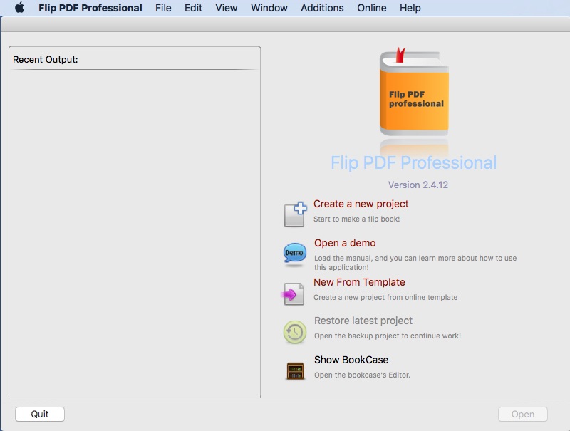 Flip PDF Professional 2.4 : Main window