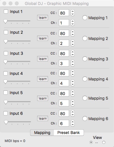 Graphic MIDI Mapping 1.0 : Main window
