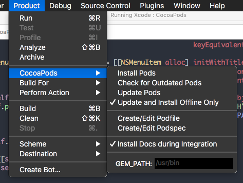 CocoaPods for Xcode 1.0 : Main Window