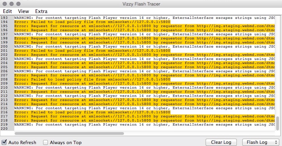 Vizzy-Flash Tracer 3.9 : Main window