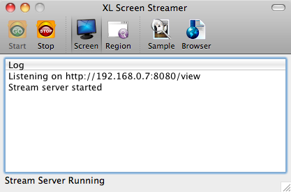 XL Screen Streamer 1.1 : Main window
