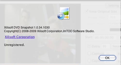 Xilisoft DVD Snapshot 1.0 : About window