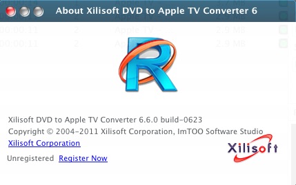Xilisoft DVD to Apple TV Converter 6.6 : About window
