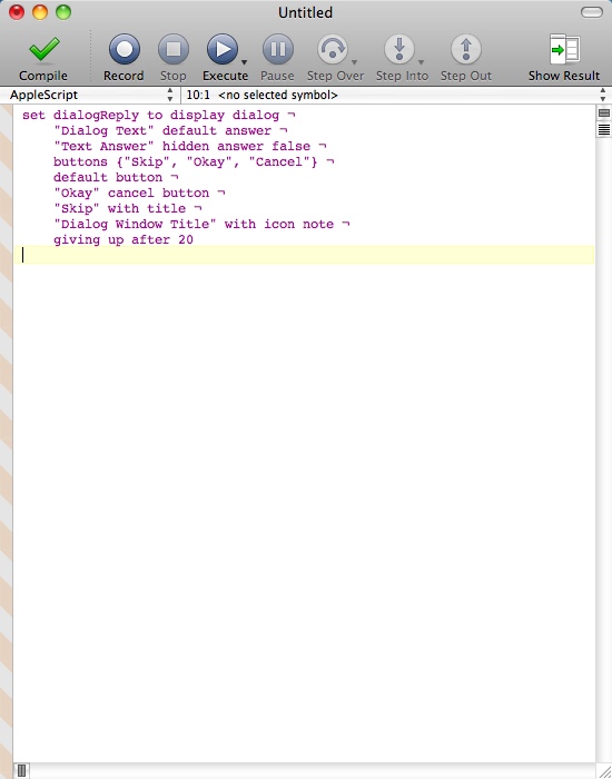Script Debugger 4.5 : Main window