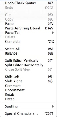 Script Debugger 4.5 : Edit menu