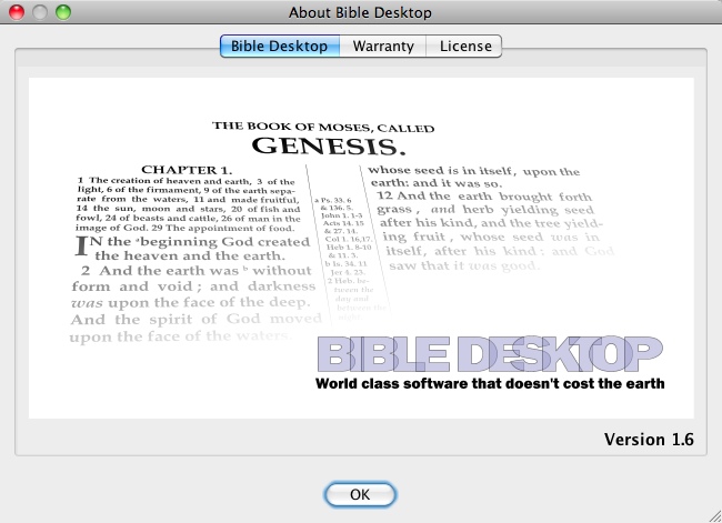 Bible Desktop 1.6 : About Window