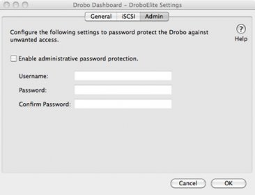 Drobo Dashboard: Droboelite settings