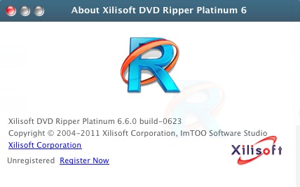 Xilisoft DVD Ripper Platinum 6.6 : About window
