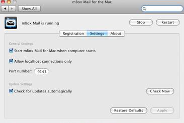mBox Mail for mac 1.0 : Main window