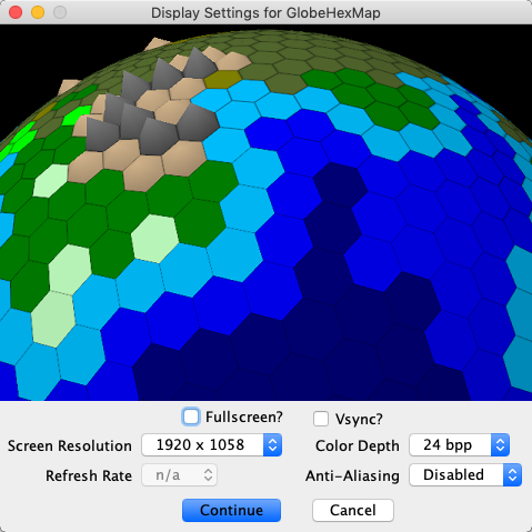 Basic Hex Map Sphere 0.2 : Main Window