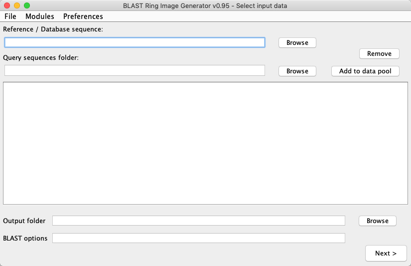 BLAST Ring Image Generator 0.9 : Main Window