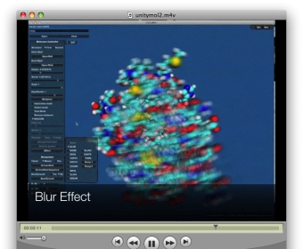 A screenshot from the UnityMol movie illustrating the blur effect.