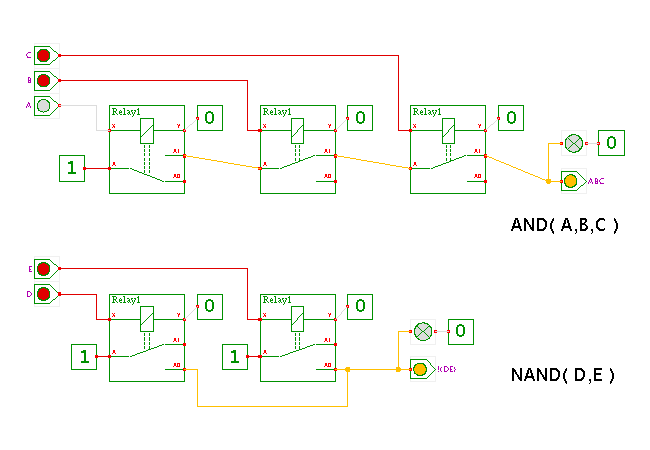 Relay-based AND and NAND gates 1.0 : Applet view