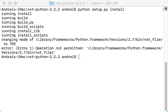 NXT-Python 2.2 : Terminal Window
