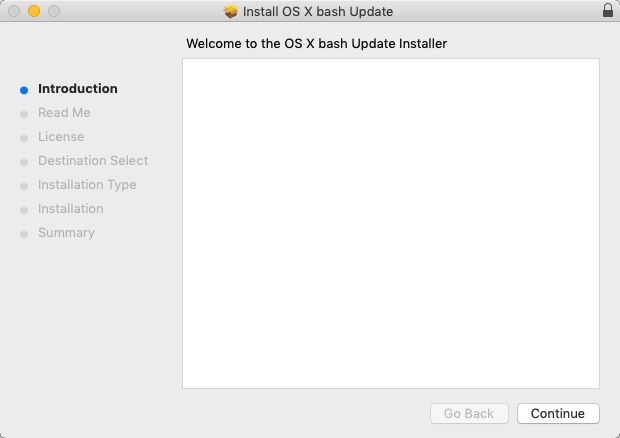 OS X Bash Update 1.0 : Install Window
