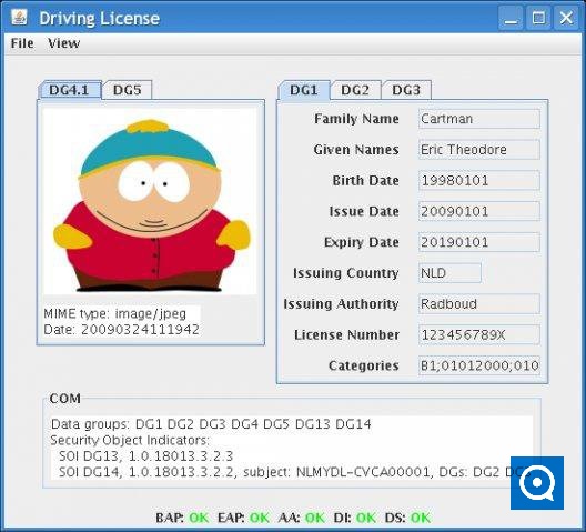 ISO18013 Driving License Maker 20110215 : Eric Cartman's driving license