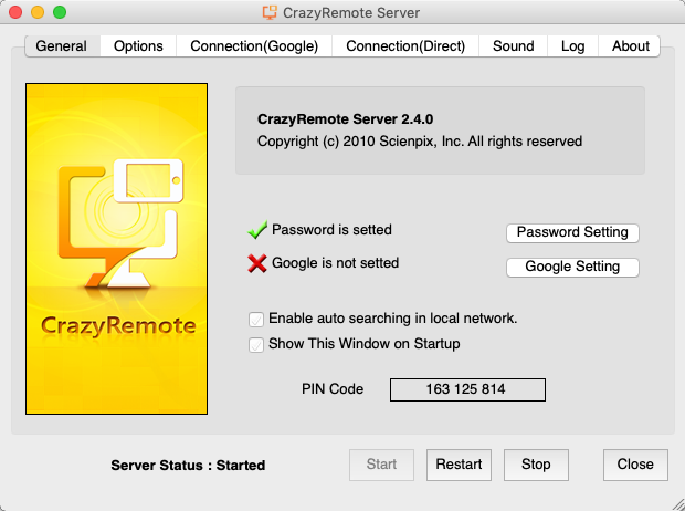 CrazyRemote Server 2.4 : Main Window
