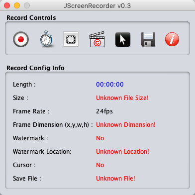 JScreenRecorder 0.3 : Main Window