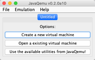 JavaQemu 0.2 : Main Window
