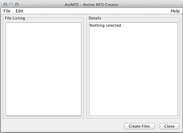 Anime NFO Creator 0.1 beta : Main window