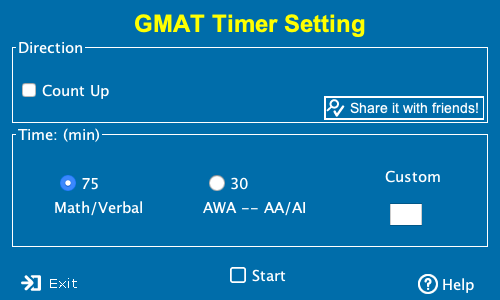 GMAT Timer 1.1 : Main Window
