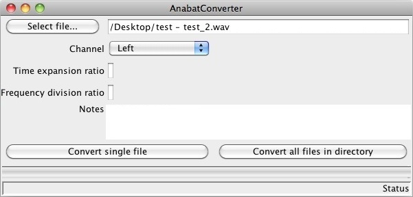 Anabat Converter 0.8 : Main window