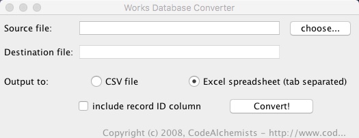 Works Database Converter 1.0 : Main image