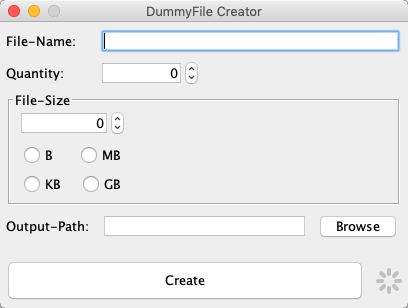 DummyFile Creator 1.0 : Main Window