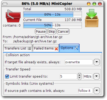 MiniCopier 0.5 : Main window