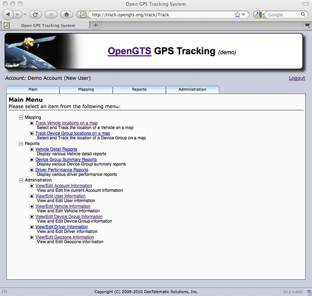 Open GPS Tracking System 2.6 : Main image