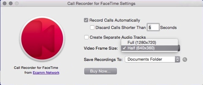 Call Recorder for FaceTime 1.3 : Main window